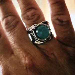 ROCKHILL Designs Ocean Shores Aqua Ring Sterling SZ 9